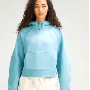 Lululemon Light Blue Oversized Funnel Neck Cropped Half Zip Women’s Size L/XL